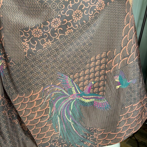 Vintage Maple Furriers Fur Collar Leather Swing Coat‎ Floral Brown Boho RARE - Picture 11 of 11